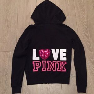 Victoria’s Secret Love Pink Sequin Zip Hoodie